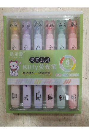 Kedili fosforlu kalem seti 6lı paket - 1