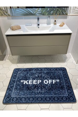 Keep Off Tekli Lateks Kaymaz Taban Su Geçirmez Banyo Paspas Takımı (80x120) Lacivert BYDKEEPOFF-BNY - 6