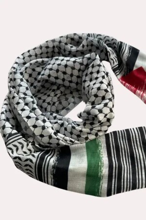 Kefiye Pushi-Schal mit palästinensischer Flagge (türkische Flagge), geeignet für den täglichen Gebrauch - Madame Polo