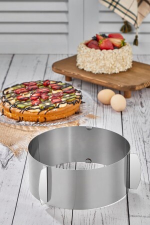Kek Ve Pasta Paslanmaz Yuvarlak Kelepçeli Ayarlanabilir Çember 16-30 Cm Yükseklik 10 Cm - Embhome
