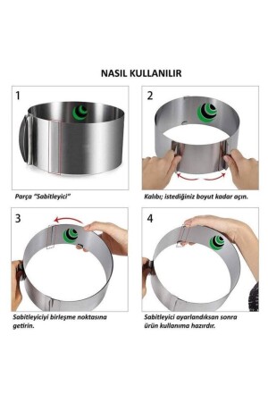 Kek Ve Pasta Paslanmaz Yuvarlak Kelepçeli Ayarlanabilir Çember 16-30 Cm Yükseklik 9 Cm - 5