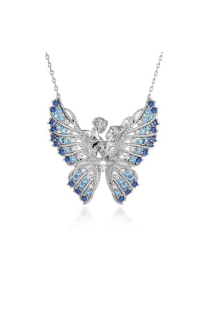 Kelebeğin Rüyası Aqua Geçişli Gümüş Kolye KL1472 - 1
