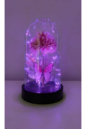 Kelebek buketi çiçekli fanus Sevgiliye Hediye Işıklı Hediyelikler Lotuskelebekfanus - 1