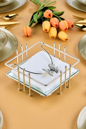 Kelebek Model Aynalı Gümüş Peçetelik Paslanmaz Çelik Lüks Peçete Kutusu - Fbzhome