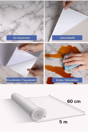 Kendinden Yapışkanlı Mermer Desenli Mutfak Banyo Tezgah Duvar Ve Masa Kaplama 5m 60cm - 4