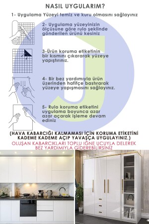 Kendinden Yapışkanlı Simli Beyaz Mutfak Banyo Tezgah Duvar Dolap Masa Kaplama 60cmx100cm - 7