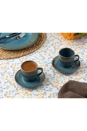 Keramik-Set mit 2 Kaffeetassen 95 ml Blau 10036197 - 4