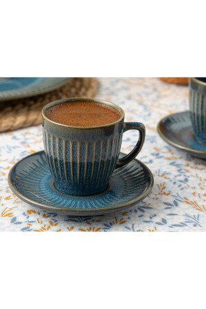 Keramik-Set mit 2 Kaffeetassen 95 ml Blau 10036197 - 5