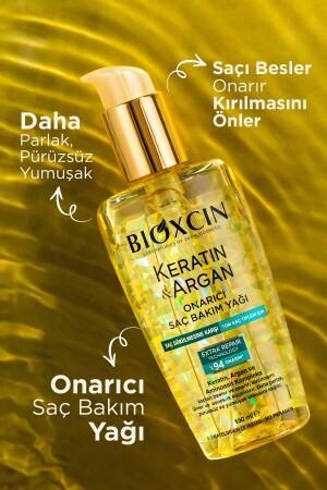 Keratin & Argan Onarıcı Şampuan 300ml + Keratin Argan Saç Bakım Yağı + Saç Kremi B10160 - 3