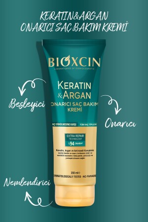 Keratin & Argan Onarıcı Şampuan 300ml + Keratin Argan Saç Bakım Yağı + Saç Kremi B10160 - 4