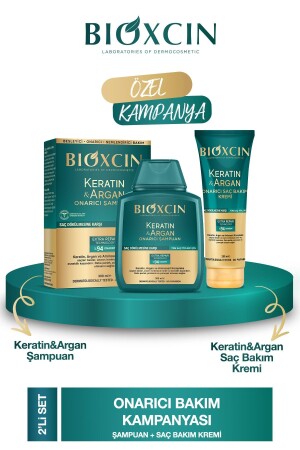 Keratin & Argan Onarıcı Şampuan 300ml - Kertin Argan Saç Bakım Kremi - 1