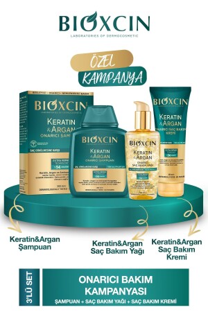 Keratin & Argan Repair Shampoo 300 ml + Keratin Argan Haarpflegeöl + Conditioner - 2