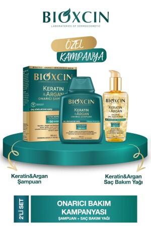 Keratin & Argan Repair Shampoo 300 ml + Kertin Argan Haarpflegeöl - 1