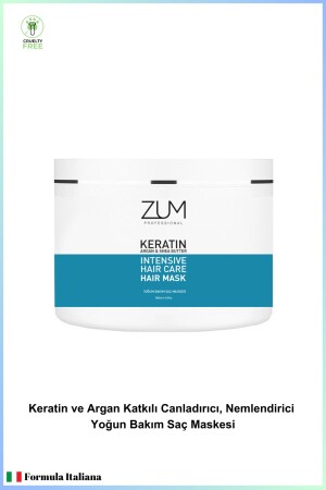 Keratin Argan Yıpranmış Saçlar Için Canladırıcı- Nemlendirici Yoğun Saç Bakım Maskesi - 1