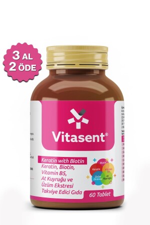 Keratin- Biotin- Vit B5- At Kuyruğu Ve Üzüm Ekstresi 60 Tablet ( : 12.2026 ) - 2