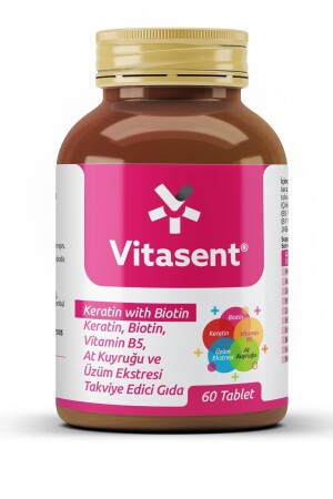 Keratin- Biotin- Vit B5- At Kuyruğu Ve Üzüm Ekstresi 60 Tablet ( : 12.2026 ) - 4