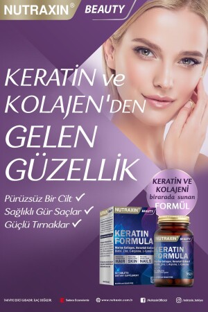 Keratin Formula 60 Tbl - Saç Bakım Vitamini Kolajen Keratin Biotin Çinko L-Arginin L-Sistein NUT2741 - 3