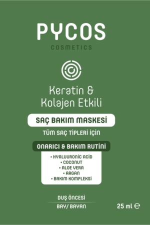 Keratin-Kolajen Etkili Yoğun Saç Bakım Maskesi- Yıpranmış-Kuru-Cansız Saçlara Özel 3ADET - Pycos Care