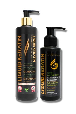 Keratin Pflege 2er Set für krauses Haar (Kräuselcreme + Shampoo) - 2