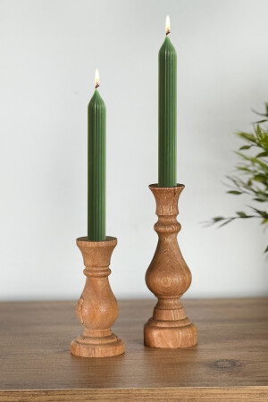 Kerzenhalter Kerzenhalter Kerzenhalter aus Holz 2 Stk. 1258 Natürlicher Kerzenständer aus Holz 2 Stk - 1