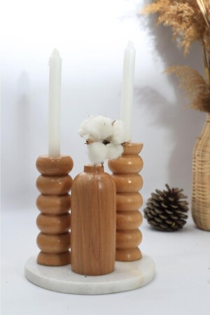 Kerzenständer aus Holz, 3-teiliges Set Vase - 2