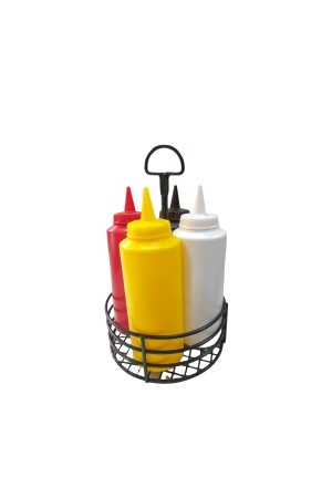 Ketchup, Mayonnaise, Senf, Barbecue-Sauce-Set mit Metallständer, 4 Saucenschalen mit Metallständer - 3