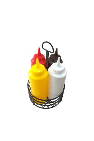 Ketchup, Mayonnaise, Senf, Barbecue-Sauce-Set mit Metallständer, 4 Saucenschalen mit Metallständer - 4