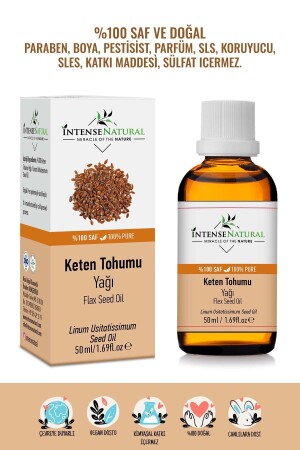 Keten Tohumu Yağı Soğuk Sıkım 50 ml %100 Saf ve Doğal Flax Seed Carrier Oil - 1