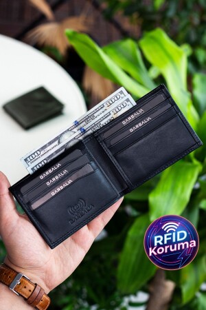 Kevin Echtes Leder Crazy Black RFID-blockierendes sicheres Portemonnaie 20611100601 - 1