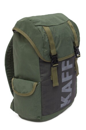 Khakifarbener Unisex-Rucksack aus Crinkle-Gewebe, wasserabweisend, Kordelzug, für Reisen, Sport, Outdoor, Schule, mit Logo - 3