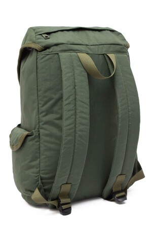 Khakifarbener Unisex-Rucksack aus Crinkle-Gewebe, wasserabweisend, Kordelzug, für Reisen, Sport, Outdoor, Schule, mit Logo - 4