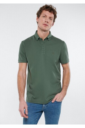 Khakifarbenes Polo-T-Shirt, taillierter/enganliegender Schnitt 063247-33198 - 1