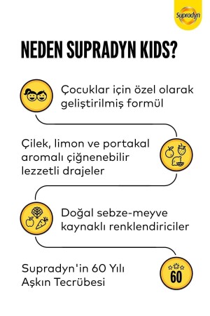 Kids 60 Çiğnenebilir Draje 9 Vitamin- Iyot Ve Çinko Içeren Takviye Edici Gıda - 7