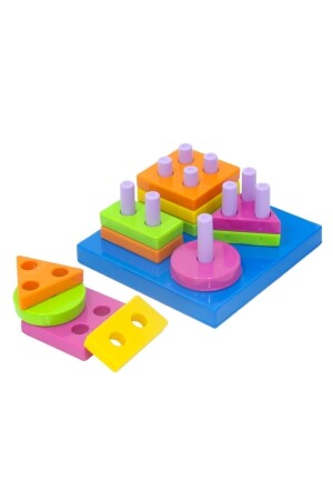 Kiki Sevimli Kule Geometrik Şekiller Bulmaca Bul Tak Puzzle Eğitici Zeka Geliştirici Set 3İN1KİKİ - 3