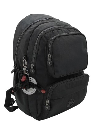 Kılinkir Multi-Eye Large Volume Waterproof Fabric Unisex Black School Bag Backpack - 4