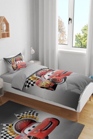 Kinder-, Baby-, Kinder- und Jugendzimmer Şimşek McQueen-Baumwoll-Bio-Tagesdecke und Piqué-Set, 160 x 230 cm - 4