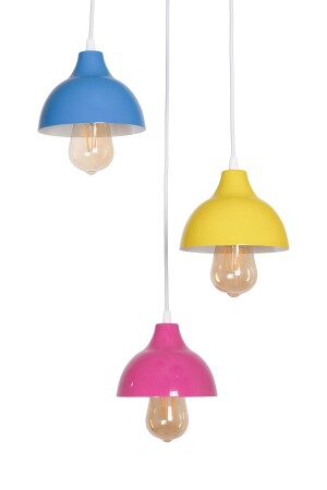 Kinder Modernes Design Wohnzimmer - Küche - Kinderzimmer Blau Gelb Rosa Farbe Pendelleuchte 3-teiliger Kronleuchter KNDR88 - 3