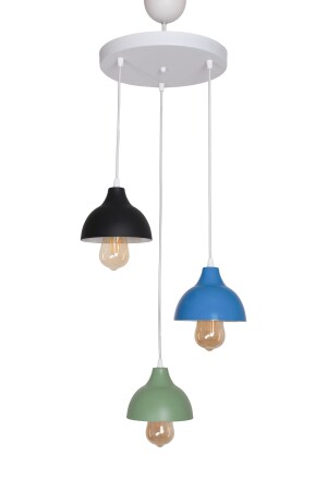 Kinder Modernes Design Wohnzimmer - Küche - Kinderzimmer Blau Schwarz Grün Farbe Pendelleuchte 3-teiliger Kronleuchter KNDR88 - 3