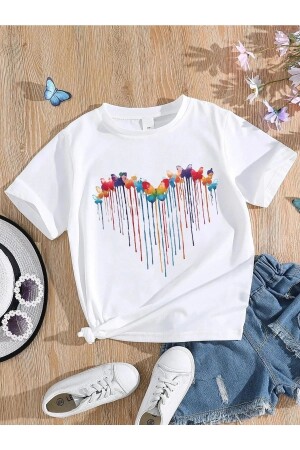 KINDER-T-SHIRT MIT SCHMETTERLINGSHERZ-DRUCK - 1