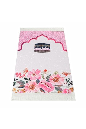 Kindergebetsteppich Kaaba Rosa 82×45 cm 110 gr – Mit Gebetsperlen Geschenk DY51-PINK - 2