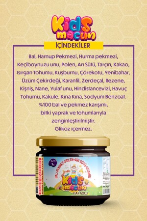 Kinderpaste speziell für Kinder – Glukosefrei – Honig – Melasse – Pollen – Gelée Royale-Kakao-Kinderpaste 350 Gr. - 6