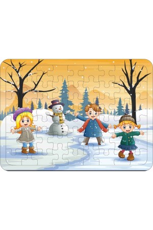 Kinderpuzzle aus Holz, 5er-Set, 54 Teile – U-Boot, Bauernhof, Schneespiel, Meer Puzzle025 - 7