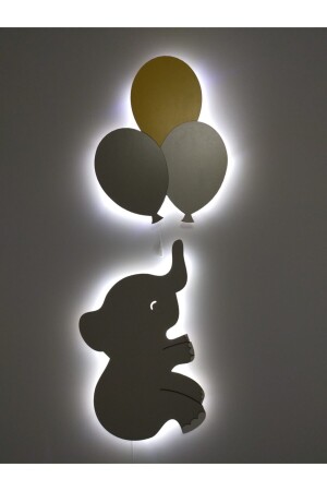 Kinderzimmer Deko Elefant aus Holz 3-teilig Fliegender Ballon Stern Nachtlicht LED-Beleuchtung fbrkahsp0346 - 2