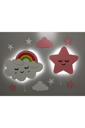 Kinderzimmer, dekoratives Holz-Regenbogenwolken-nettes Stern-Nachtlicht, LED-Beleuchtung fbrkahsp0334 - 2