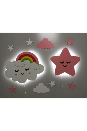 Kinderzimmer, dekoratives Holz-Regenbogenwolken-nettes Stern-Nachtlicht, LED-Beleuchtung fbrkahsp0334 - 1