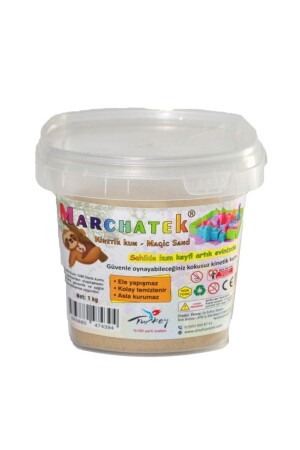 Kinetik Kum & 1 Kg - Saklama Kabında & Natural Marchatek Kinetic Sand - 1