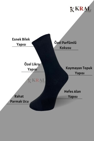 King 12-teilige mittellange Sommersocken aus gekämmter Baumwolle für Herren, parfümiert in Schwarz - 3