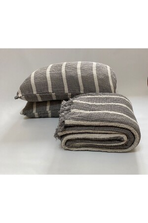 مقاس MNZ-King مقاس أنتراتيت مطريقة مسلين غطاء السرير / رمي مجموعة مع 2 غطاءات وسادة - Yasemininevi