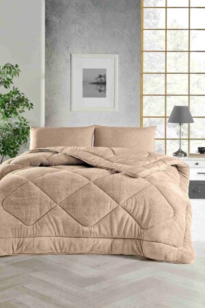 King-Size-Steppdecke – bunt – Wellsoft – Plüschweich – doppelseitig – 215 x 235 (220 x 240), Beige - 1