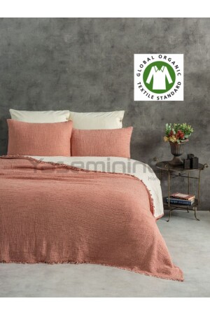 Kiremit Rengi 4 Katlı Müslin Yatak Örtüsü-2 Adet Yastık Kılıfı TYC00801659832 - YASEMİNİNEVİ